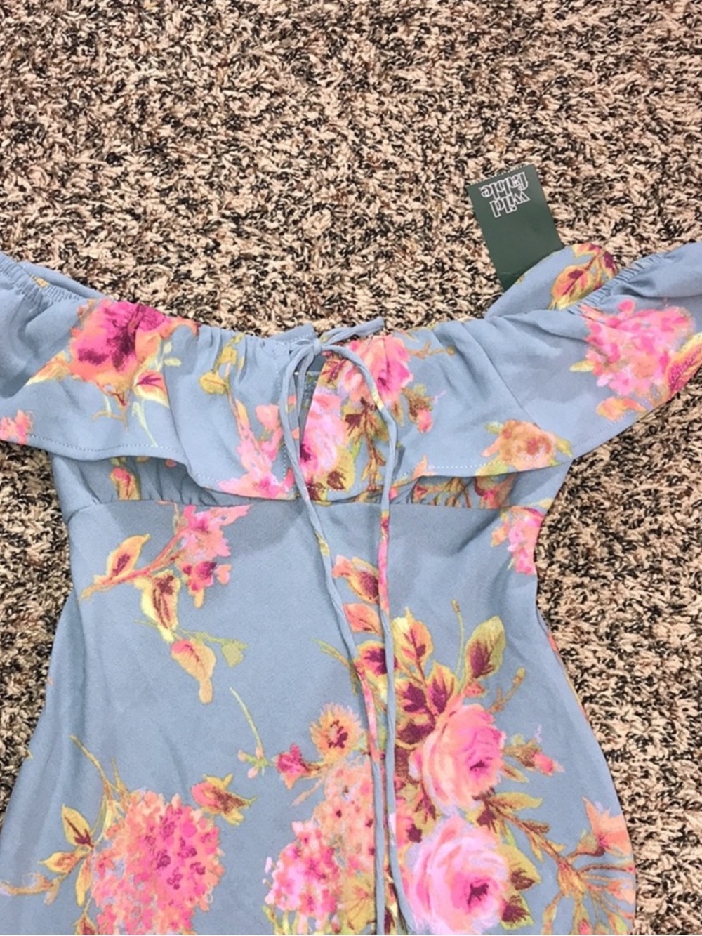 Floral Ruffle Square-Neck Maxi Dress in Blue XXS Wild Fable | NWT - Picture 6 of 9